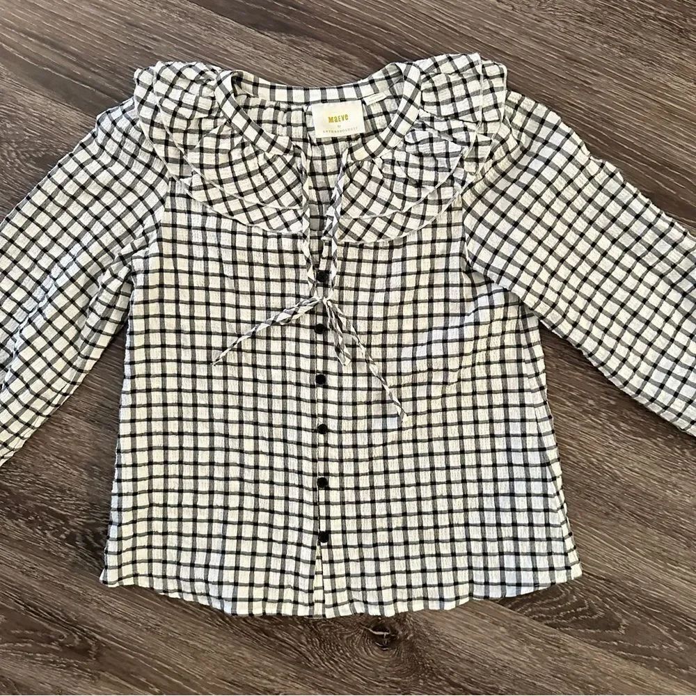 Maeve Plaid Ruffled Button Down - Picture 3 of 8